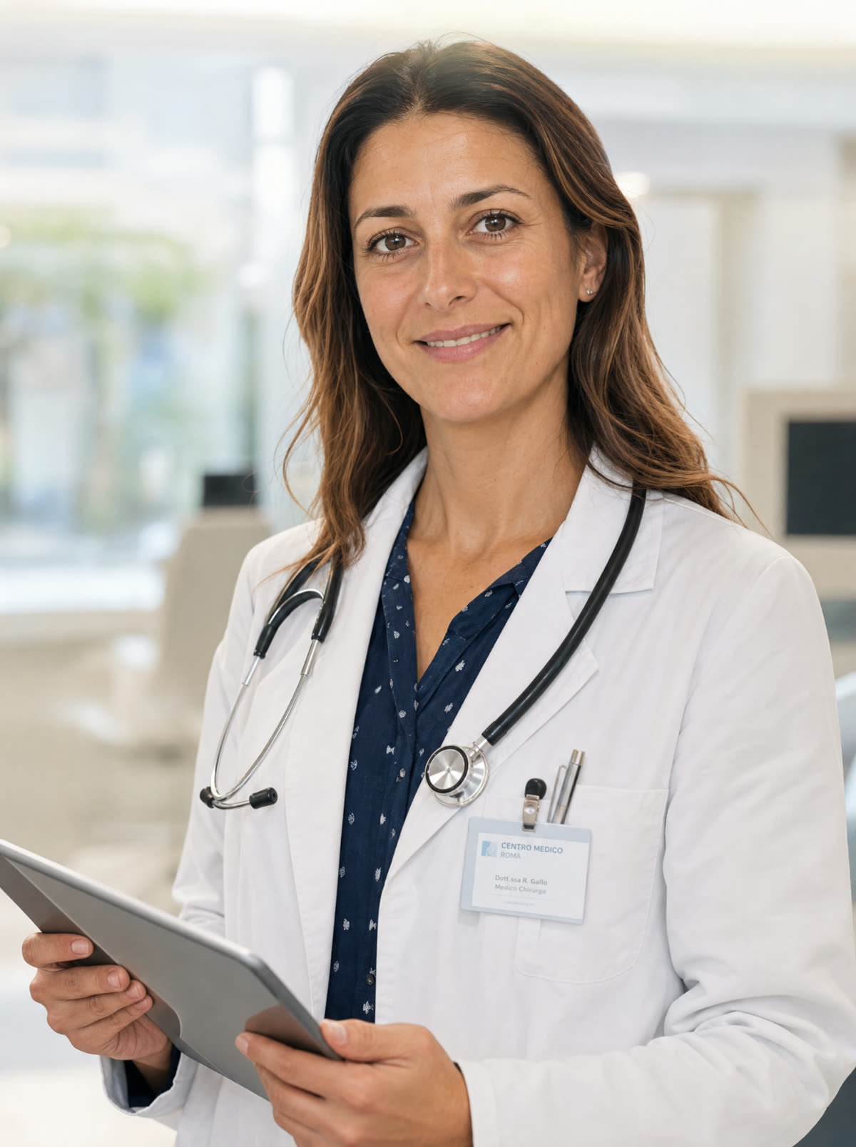 Medico donna con tablet in studio